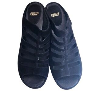 Johnston & Murphy Black Suede‎ Leather Open Toe Cage Mules Slides